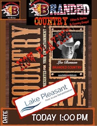 a flyer for branded country with a cowboy hat and a cowboy hat