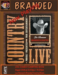 a poster for a live country concert with a cowboy hat